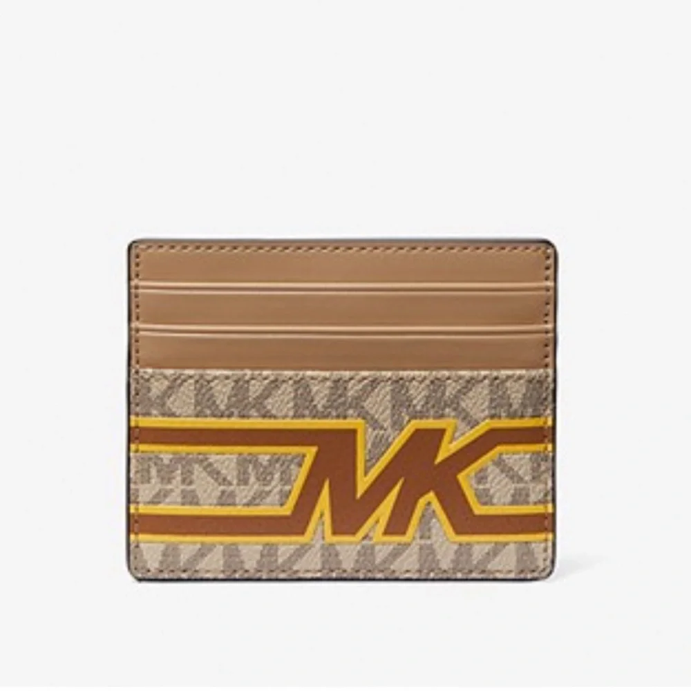 MICHAEL KORS MENS Cooper Graphic Logo Tall Card Case 36S3LCOD2B Yellow NWT